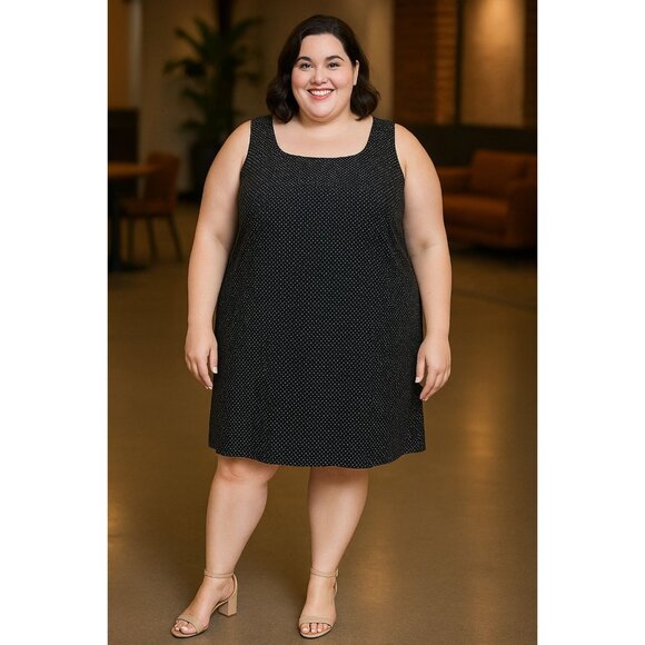 Charter Club Black White Polka Dot Sleeveless Fully Lined Back Zip Dress 22W - Picture 8 of 8